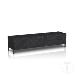 COMODA TV 160CM, EDDY BLACK, COD 4686, STIL MODERN, REALIZATA PANOURI LAMINATE, EFECT MARMURA NEAGRA - Img 2