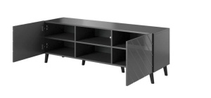 COMODA TV, ABETTO 150CM, DIN PLACI LAMINATE SI MDF, GRI, DESIGN MODERN