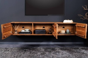 COMODA TV, ALPINE 160CM, LEMN MASIV DE SHEESHAM, MONTAJ SUSPENDAT, MODEL 3D, ARTIM GROUP SELECTION - Img 6