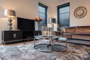 COMODA TV BLACKBONE, 200 CM, NEGRU/CROM, DIN FURNIR DE STEJAR SI METAL, RICHMOND INTERIORS - Img 2