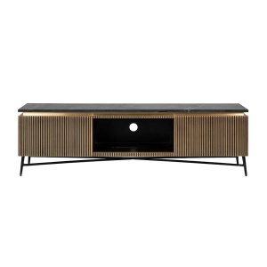 COMODA TV IRONVILLE, 170 CM, 7576, NEGRU/AURIU, DIN MDF, MARMURA SI METAL, RICHMOND INTERIORS - Img 4