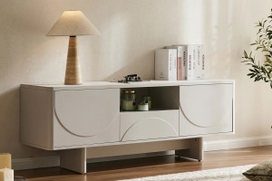 COMODA TV SAVOY 150CM, 3D, REALIZAT DIN MDF SI PLACA CERAMICA, CULOARE ALBA, ARTIM GROUP SELECTION