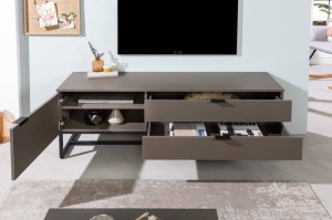 COMODA TV, STIL INDUSTRIAL, X7 140CM, DIN LEMN STRATIFICAT SI METAL, GRI MAT, COD 41620 - Img 2