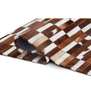 Covor de lux din piele, maro/alb, patchwork, 141x200, PIELE DE VITĂ TIP 5, 0000188859 - Img 4