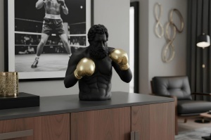 DECORATIUNE BOXER 50CM, REALIZAT DIN POLIRASINA, CULOARE NEGRU/AURIU, REALIZAT MANUAL, ARTIM GROUP SELECTION
