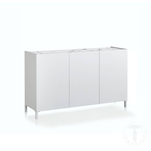 DULAP/BUFET 130CM, EDDY, COD 4381, STIL MODERN, REALIZATA PANOURI LAMINATE, ALB HIGH GLOSS - Img 1