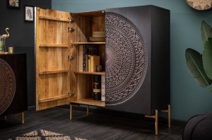DULAP/BUFET, DIN LEMN MASIV DE MANGO, MANDALA 100CM, COD 41105, CU ORNAMENTE DEOSEBITE - Img 6