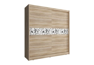 DULAP DORMITOR WIKI V C 200 SONOMA/ALB/NEGRU DESIGN MODERN PSK - Img 1