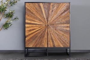 DULAP LIVING 120CM, BARRACUDA, MARO/NEGRU, DIN LEMN MASIV DE MANGO, LEMN TEC RECICLAT SI METAL