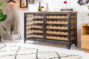 DULAP PENTRU VINURI 127CM, BODEGA COD 40458, LEMN MASIV DE PIN, DESIGN INDUSTRIAL - Img 1