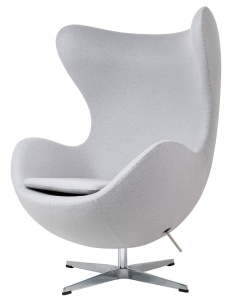 FOTOLIU CONFORTABIL EGG CLASSIC, GRI DESCHIS 18/CROM, DIN CASMIR SI METAL, STIL MODERN B2