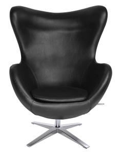 FOTOLIU CONFORTABIL EGG SZEROKI, NEGRU/CROM, DIN PIELE ECOLOGICA SI METAL, STIL MODERN - Img 2