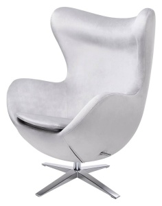 FOTOLIU CONFORTABIL EGG SZEROKI VELVET, GRI DESCHIS 37/CROM, DIN CATIFEA SI METAL, STIL MODERN B2