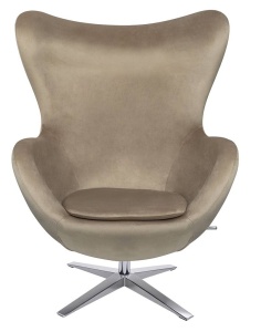 FOTOLIU CONFORTABIL EGG SZEROKI VELVET, KHAKI/CROM, DIN CATIFEA SI METAL, STIL MODERN - Img 4