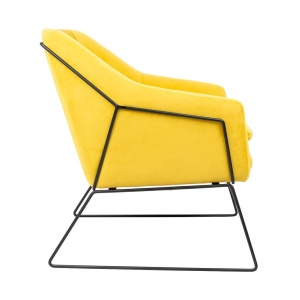 FOTOLIU CONFORTABIL EMMA, GALBEN/NEGRU, DIN CATIFEA SI METAL, STIL MODERN - Img 3
