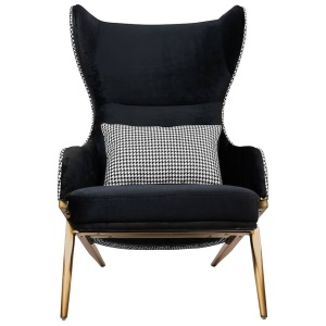 FOTOLIU CONFORTABIL HAMPTON, ALB/NEGRU/AURIU, TAPITAT IN CATIFEA, STIL MODERN B2 - Img 2