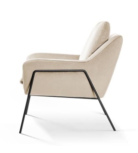 FOTOLIU CONFORTABIL MALI, BEJ/NEGRU, STIL MODERN, CONFECTIONAT DIN METAL SI CATIFEA - Img 3