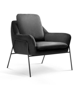 FOTOLIU CONFORTABIL MALI, NEGRU, STIL MODERN, CONFECTIONAT DIN METAL SI CATIFEA