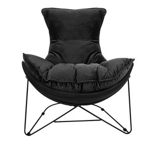 FOTOLIU CONFORTABIL OTILIA STAND VELVET NEGRU, TAPITAT CU PIELE ECOLOGICA, STIL MODERN - Img 2
