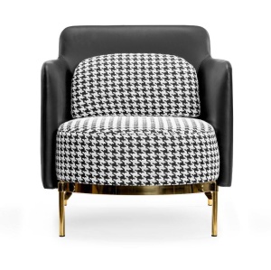 Fotoliu confortabil TEDDY, alb/negru si auriu, stil modern, ATR