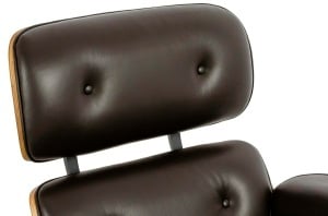 FOTOLIU CU TABURET LOUNGE HM, PIELE NATURALA ITALIANA SI LEMN, CULOARE NEGRU/MARO, STIL EAMES - Img 5