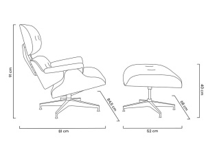 FOTOLIU DE RELAXARE DE LUX, ARTIM LOUNGE HM XL, REALIZAT PIELE NATURALA ITALIANA SI LEMN, CULOARE NEGRU/NUC, STIL EAMES - Img 3
