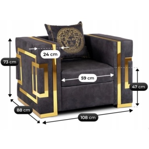 FOTOLIU DEOSEBIT, ARTIM MEBLE, MATERIAL TEXTIL( CATIFEA) SI SUPORT METALIC, CULOARE NEGRU/AURIU, STIL MODERN - Img 9