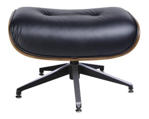 FOTOLIU EXCLUSIVIST CU TABURET, LOUNGE, NEGRU, PIELE NATURALA SI LEMN DE TRANDAFIR, STIL EAMES - Img 5