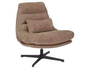 FOTOLIU PIVOTANT FELICIA, BEJ 34/NEGRU, TAPITERIE DIN STOFA RAVEN, PIELE ECO SI PICIOARE DIN METAL, STIL MODERN - Img 1