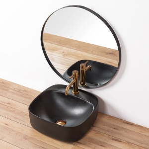 LAVOAR REA CERAMICA, LUIZA, 42CM, NEGRU MAT, MONTAJ PE BLAT, DESIGN DEOSEBIT, CALITATE SUPERIOARA, REA - Img 3