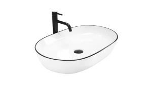 LAVOAR REA CLEO EDGE, ALB/NEGRU, 60,5 CM, DIN CERAMICA, CALITATE SUPERIOARA - Img 5