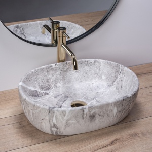 LAVOAR REA LARA, STONE, EFECT DE PIATRA GRI, 48,5 CM, DIN CERAMICA, CALITATE SUPERIOARA