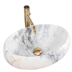 LAVOAR REA LINDA, GRANIT MAT, EFECT DE MARMURA MATA, 48,5 CM, DIN CERAMICA, CALITATE SUPERIOARA - Img 5