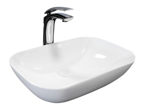 LAVOAR REA MODERN CELIA, SLIM, 50CM, ALB, MONTAJ PE BLAT, DIN CERAMICA, CALITATE SUPERIOARA, REA - Img 2