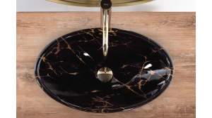 LAVOAR REA PAMELA, 53 CM, EFECT DE MARMURA NEAGRA, DIN CERAMICA, CALITATE SUPERIOARA - Img 4