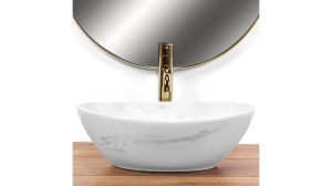 LAVOAR REA SOFIA, NATURE MARBLE, EFECT DE MARMURA ALBA, 41 CM, DIN CERAMICA, CALITATE SUPERIOARA - Img 2