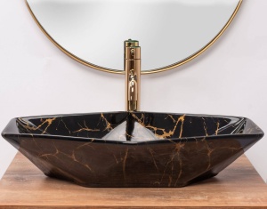 LAVOAR REA VEGAS, NEGRU, 57CM, MODERN, DIN CERAMICA, MONTAJ PE BLAT, CALITATE SUPERIOARA, REA - Img 4