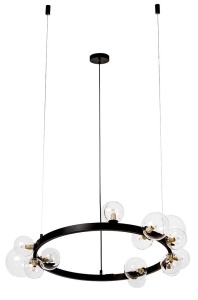 LUSTRA ALURE 85, NEGRU/TRANSPARENT, DIN METAL SI STICLA, STIL MODERN - Img 2
