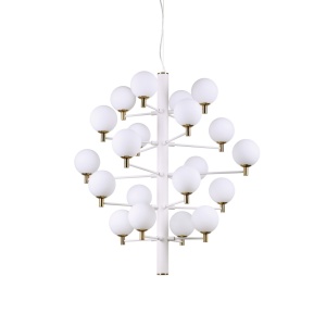 LUSTRA COPERNICO SP20, ALB/ALAMA, DIN METAL SI STICLA, STIL MODERN