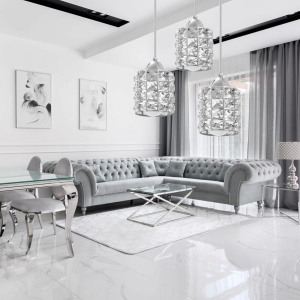 LUSTRA CRYSTAL SILVER APP729-3CPR, 25X90, ARGINTIU, DIN METAL CROMAT SI CRISTALE, STIL MODERN, TU - Img 7