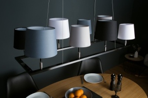 LUSTRA LEVELS III CU 8 BECURI SI ABAJURURI ALB/NEGRU/GRI 38823 DESIGN MODERN - Img 3