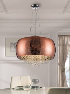 LUSTRA/PLAFONIERA CAELUM, 50 CM, CROM/CUPRU, DIN METAL SI STICLA, STIL MODERN