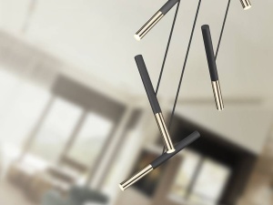 LUSTRA/PLAFONIERA EDNA, 43 CM, NEGRU MAT/AURIU/OPAL, DIN METAL SI ACRIL, STIL MODERN - Img 3