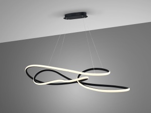 LUSTRA/PLAFONIERA EVANIA, CU TELECOMANDA, 70/150 CM, NEGRU MAT, DIN OTEL SI SILICON, STIL MODERN - Img 2