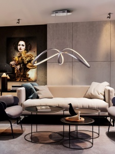 LUSTRA/PLAFONIERA LIA, 85 CM, CROM/OPAL, DIN OTEL, ALUMINIU SI SILICON, STIL MODERN