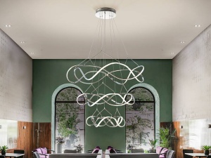 LUSTRA/PLAFONIERA MOLLY, CONECTARE BLUETOOTH, 130/340 CM, CROM/OPAL, DIN METAL, ALUMINIU SI SILICON, STIL MODERN