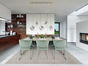 LUSTRA/PLAFONIERA PRISCILA, 116 CM, CROM/TRANSPARENT, DIN METAL, OTEL SI STICLA, STIL MODERN