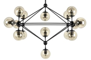 LUSTRA PLANETARIO 15, NEGRU, DIN METAL SI STICLA, STIL MODERN - Img 2