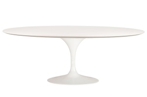 MASA ALBA, DIN MDF SI PICIOR METAL, TULIP ELLIPSE 200CM, STIL MODERN - Img 4