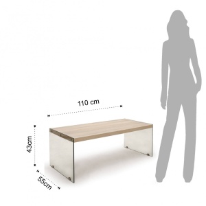 MASA DE CAFEA 110CM, NANCY, STIL MODERN, BLAT DIN STICLA SI PLACI LAMINATE, COD 2885 - Img 3
